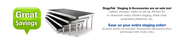 StageTek Staging and Accessories are on sale too!